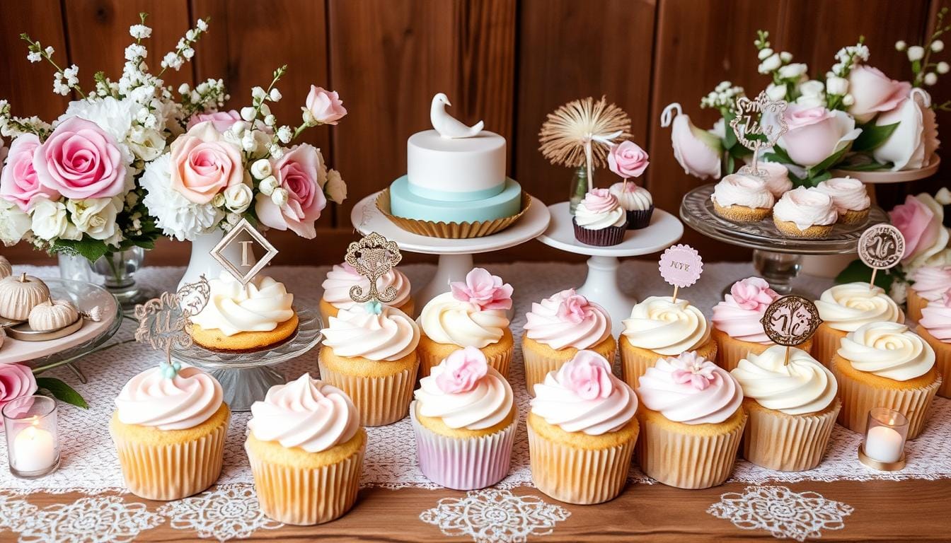 Elegant Wedding Cake & Cupcake Combo: A Show-Stopping Dessert Table