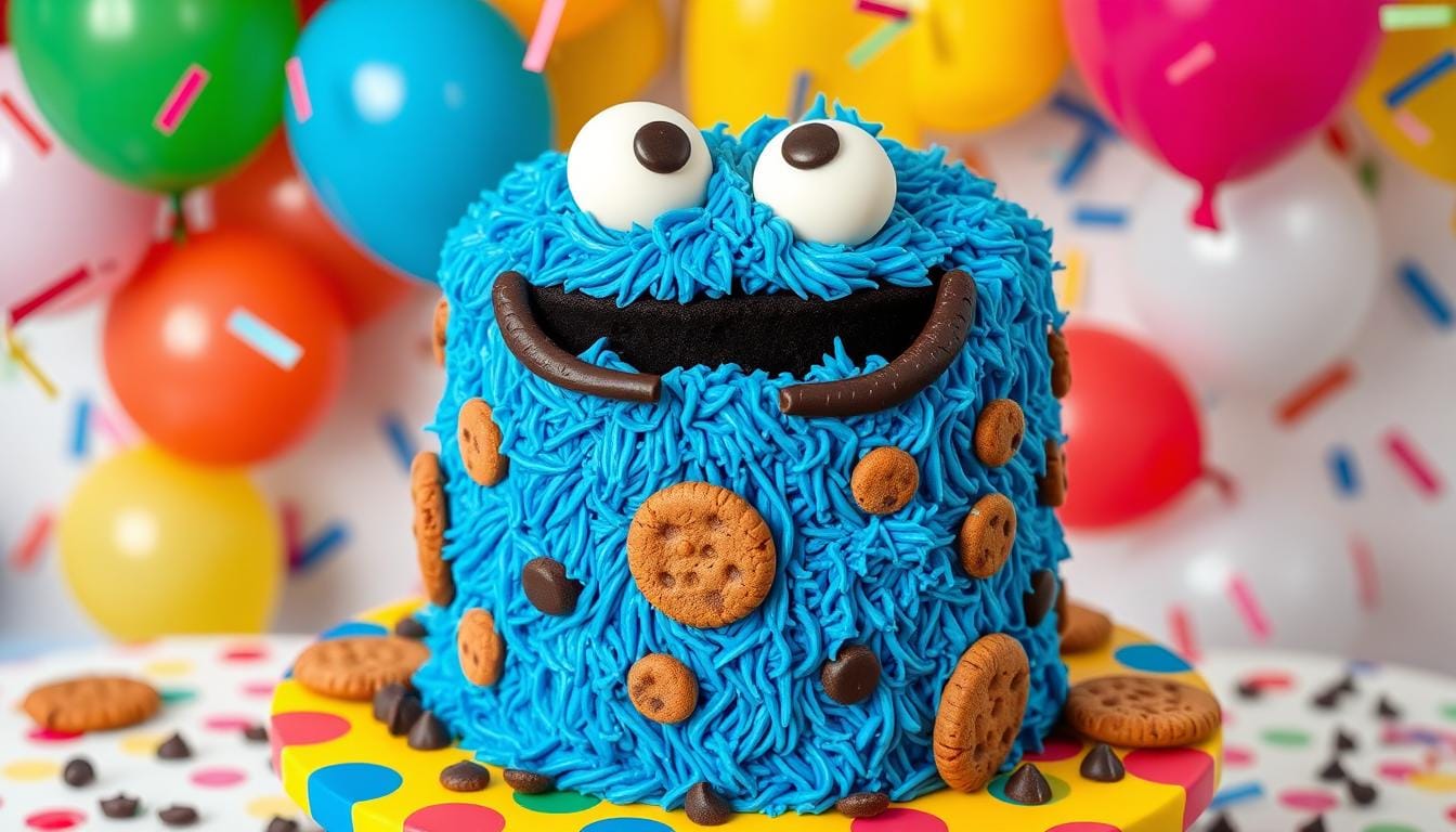 Cookie Monster Cake & Cupcakes